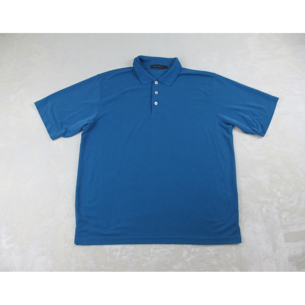 Bugatchi Polo Shirt Mens Large Blue Modal Rayon Blend Golf Preppy Casual*